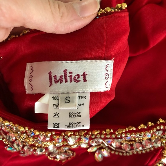 JULIET Red, Beaded Gown Size S - Picture 6 of 8